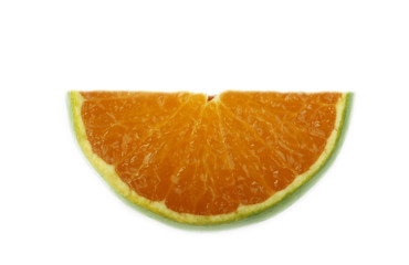 Fototapeta na wymiar green tangerine slice isolated on white