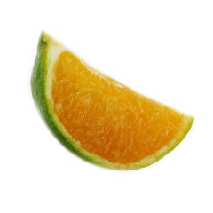 green tangerine slice isolated on white