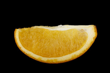 lemon slice on black isolated
