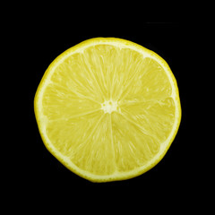 lemon slice on black isolated