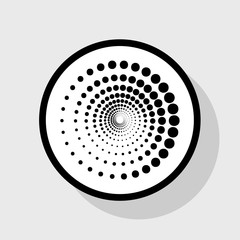 Abstract technology circles sign. Vector. Flat black icon in white circle with shadow at gray background.