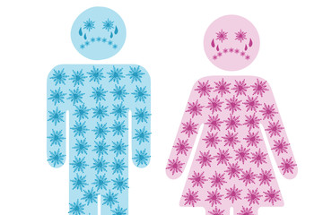 Snowflake man and woman isolated on white