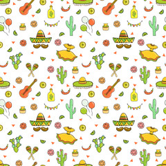 Cinco de Mayo (Fifth of May) seamless pattern.