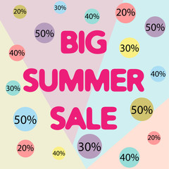 Big summer sale poster. Percents of discount