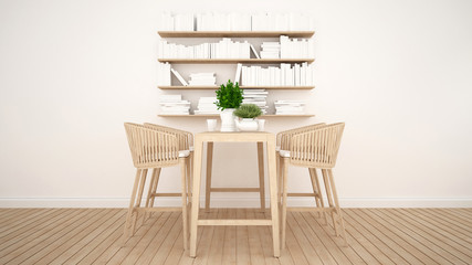 Restaurant or cafe and library area - 3D Rendering