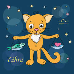 Libra zodiac sign on night sky background with stars