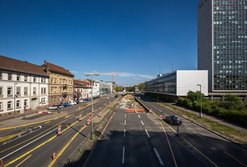 Großbaustelle Kriegsstraße in Karlsruhe