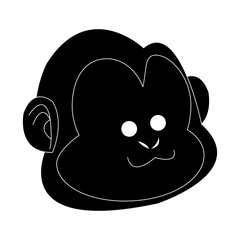 happy smiling monkey cartoon icon image vector illustration design  black and white