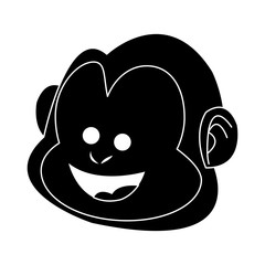 happy smiling monkey cartoon icon image vector illustration design  black and white