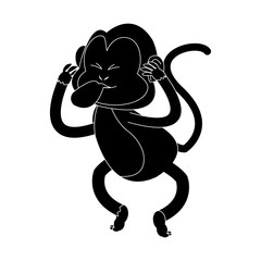 tongue out monkey cartoon icon image vector illustration design  black and white