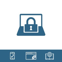 laptop lock icon stock vector illustration flat design