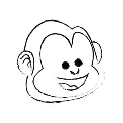 happy smiling monkey cartoon icon image vector illustration design  black sketch line