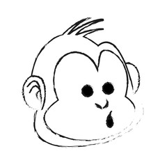 Obraz premium happy smiling monkey cartoon icon image vector illustration design black sketch line