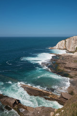 Azkorri cliffs and coastline in Getxo, Bilbao, Basque country, Spain.