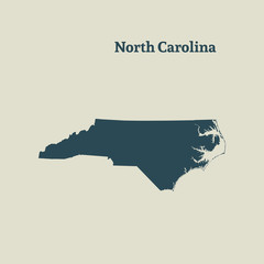 Outline map of  North Carolina. vector illustration.