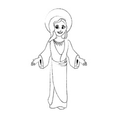 holy mary icon image vector illustration design  black sketch line