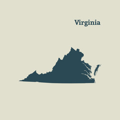 Outline map of Virginia. vector illustration.