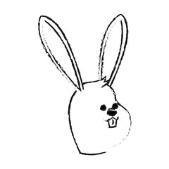 rabbit or bunny cute animal cartoon icon image vector illustration design  black sketch line