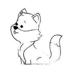 fox cute animal cartoon icon image vector illustration design  black sketch line