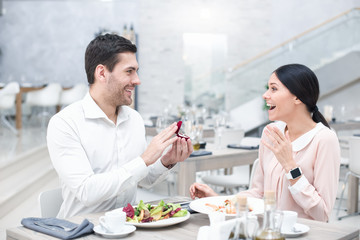 Romantic date in luxury restaurant