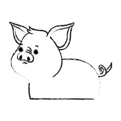 pig cute animal cartoon icon image vector illustration design  black sketch line