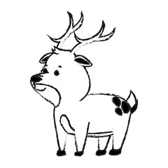 deer cute animal cartoon icon image vector illustration design  black sketch line