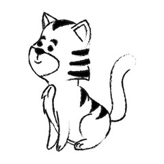 cat house pet icon image vector illustration design  black sketch line