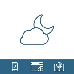 moon and cloud icon stock vector illustration flat design