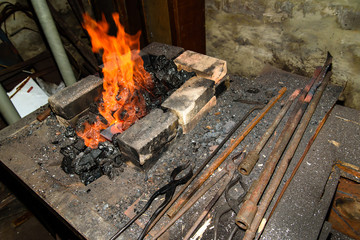 The forge, fire, tools