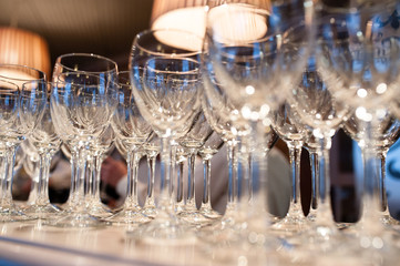 Composition of empty glasses for champagne