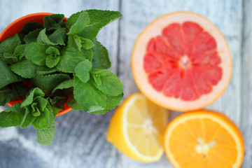 Citrus fruits and mint