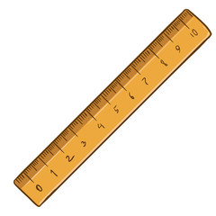 Vector Cartoon Single Ruler on White Background