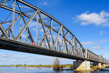 The historic railroad bridge over the River Vistula in Tczew. Poland, Europe. 
