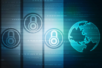 Obraz premium Security concept: Lock on digital screen, contrast, 3d render