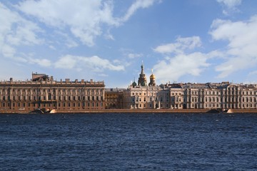 Fototapeta na wymiar The Saint Petersburg City view along the Neva River 