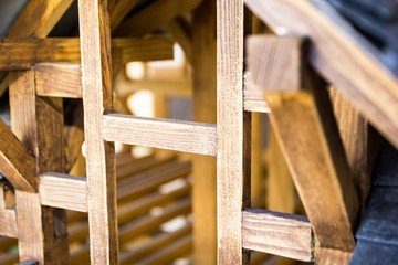 Abstract background of a new wooden house, the concept of environmental technology.