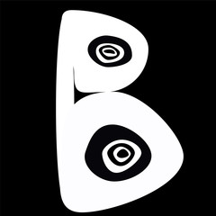 The letter B on a black background