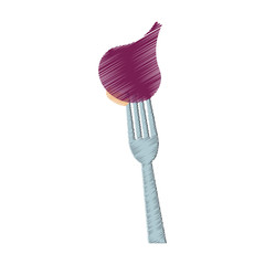 onion on fork  vegetable icon image vector illustration design 