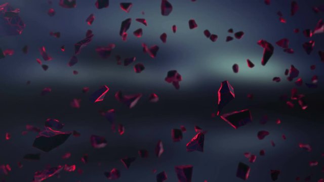 Flying red broken stones