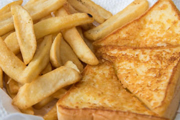 toast and french fries, appetizer for breakfast