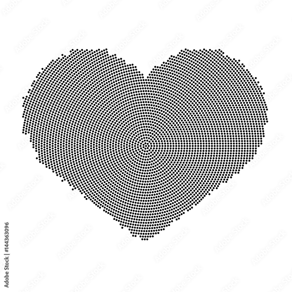 Poster heart symbol with a dot pattern. vector icon isolated on white background