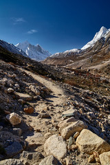Country road in the mountains. Himalayas. Gangotri, Gaumukh, India.. © Dmitry Yakovtsev