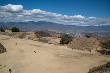Monte Alban is a large pre-Columbian archaeological site in Oaxaca, Mexico