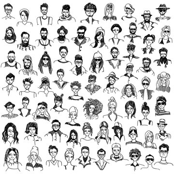 People sketches vector set