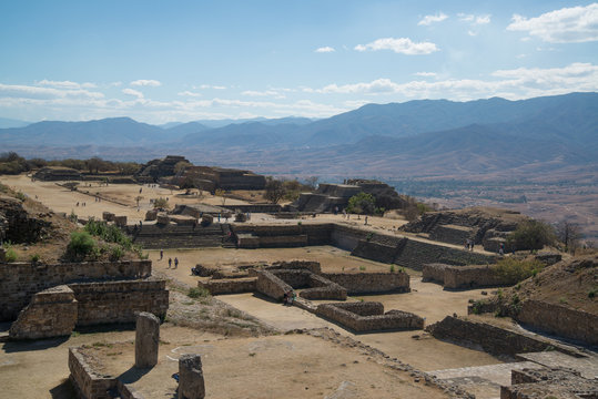 Monte Alban is a large pre-Columbian archaeological site in Oaxaca, Mexico