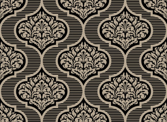 Vector damask seamless pattern background. Classical luxury old fashioned damask ornament, royal victorian seamless texture for wallpapers, textile, wrapping. Exquisite floral baroque template.
