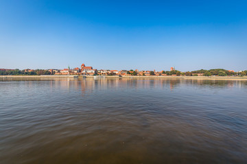 Obraz premium View on Torun old town over Vistula river, Poland