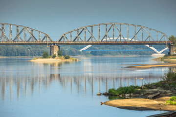 Poland - Torun famous truss bridge over Vistula river. Transportation infrastructure.