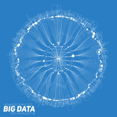Big data round visualization. Futuristic infographic. Information aesthetic design. Visual data complexity. Complex data threads graphic visualization. Social network representation. Abstract graph.
