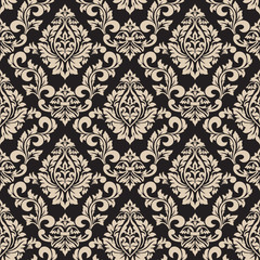 Vector damask seamless pattern background. Classical luxury old fashioned damask ornament, royal victorian seamless texture for wallpapers, textile, wrapping. Exquisite floral baroque template.